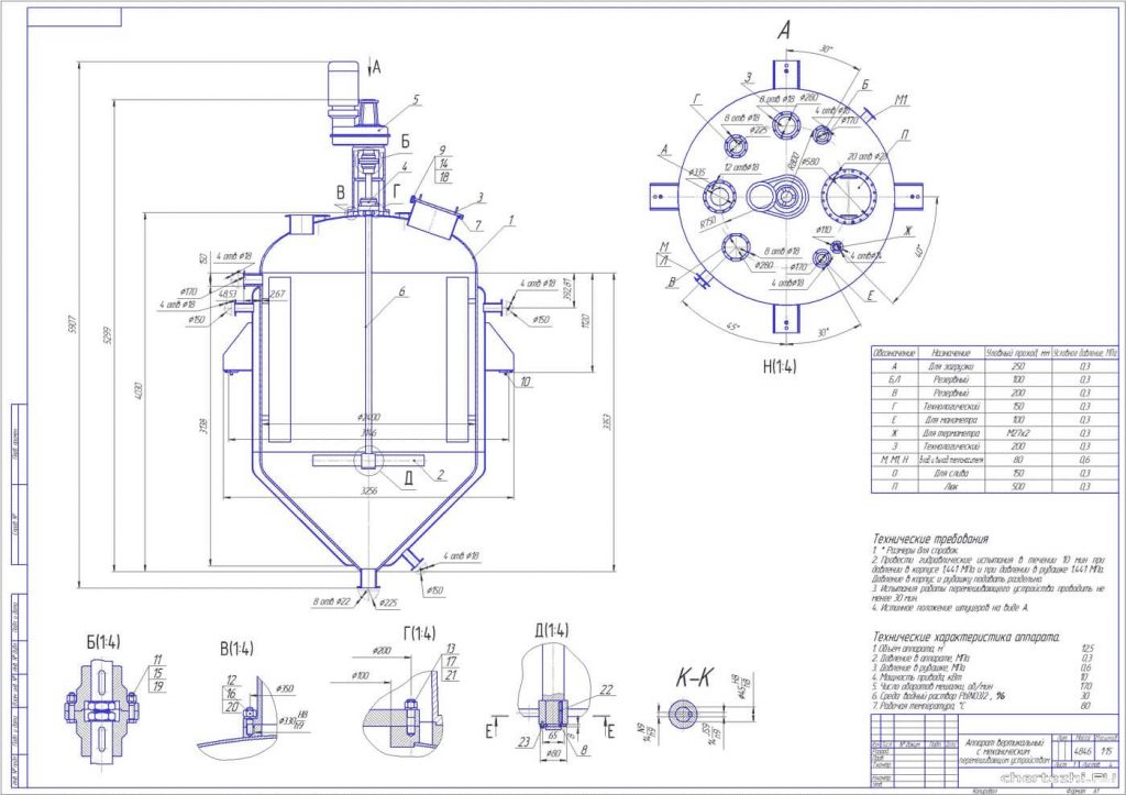 Емкостное оборудование чертежи